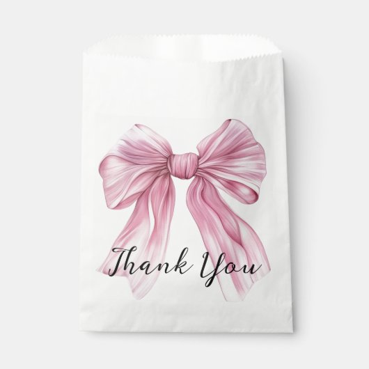 Sparkle Pink Coquette Bow 1st Bedankzakje (Voorkant)