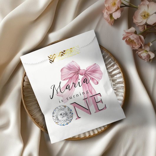 Sparkle Pink Coquette Bow 1st Bedankzakje
