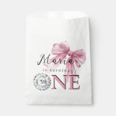 Sparkle Pink Coquette Bow 1st Bedankzakje (Voorkant)