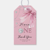 Sparkle Pink Coquette Bow 1st Cadeaulabel (Voorkant)