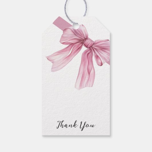 Sparkle Pink Coquette Bow 1st Cadeaulabel (Achterkant)