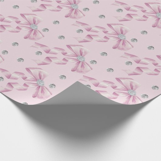 Sparkle Pink Coquette Bow 1st Cadeaupapier (Hoek)