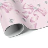 Sparkle Pink Coquette Bow 1st Cadeaupapier (Rol Hoek)