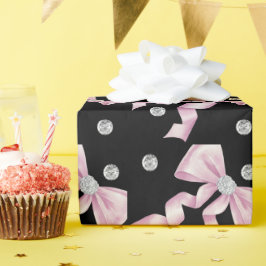 Sparkle Pink Coquette Bow 1st Cadeaupapier