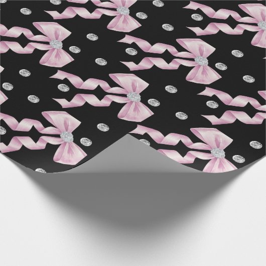 Sparkle Pink Coquette Bow 1st Cadeaupapier (Hoek)