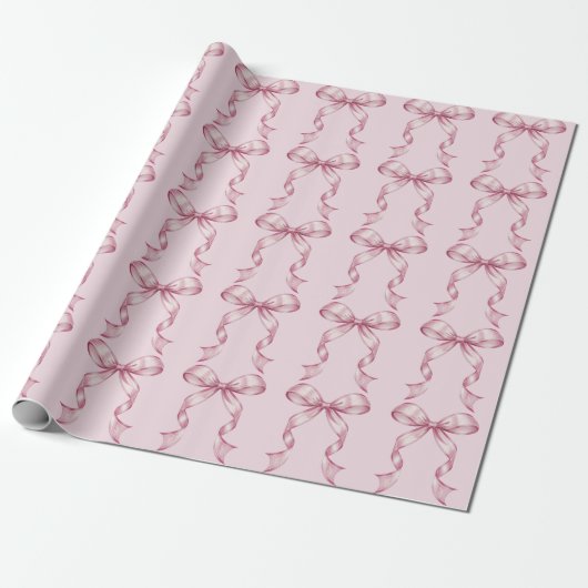 Sparkle Pink Coquette Bow 1st Cadeaupapier (Uitgerold)