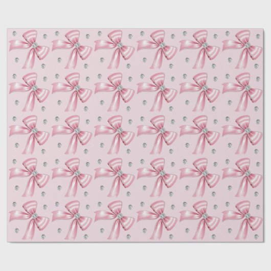 Sparkle Pink Coquette Bow 1st Cadeaupapier (Vlak)