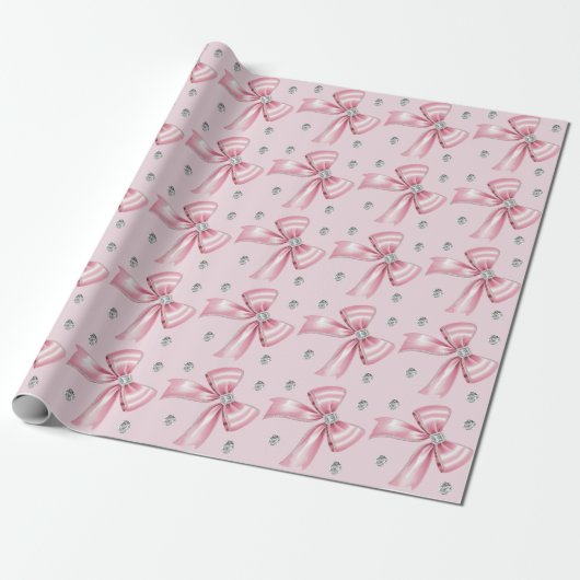 Sparkle Pink Coquette Bow 1st Cadeaupapier (Uitgerold)