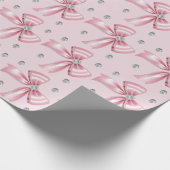 Sparkle Pink Coquette Bow 1st Cadeaupapier (Hoek)