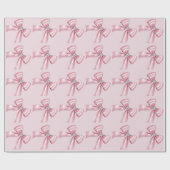 Sparkle Pink Coquette Bow 1st Cadeaupapier (Vlak)