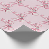 Sparkle Pink Coquette Bow 1st Cadeaupapier (Hoek)