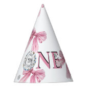 Sparkle Pink Coquette Bow 1st Feesthoedjes (Voorkant)