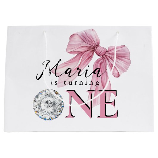 Sparkle Pink Coquette Bow 1st Groot Cadeauzakje (Voorkant)