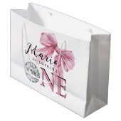 Sparkle Pink Coquette Bow 1st Groot Cadeauzakje (Voorkant Gekanteld)