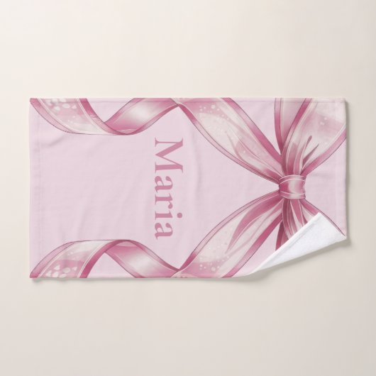 Sparkle Pink Coquette Bow 1st Handdoek (Handdoek)