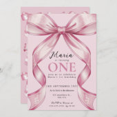 Sparkle Pink Coquette Bow 1st Kaart (Voorkant / Achterkant)