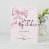 Sparkle Pink Coquette Bow 1st Kaart (Staand voorkant)