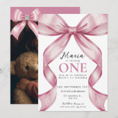 Sparkle Pink Coquette Bow 1st Kaart (Voorkant / Achterkant)