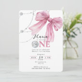 Sparkle Pink Coquette Bow 1st Kaart (Staand voorkant)