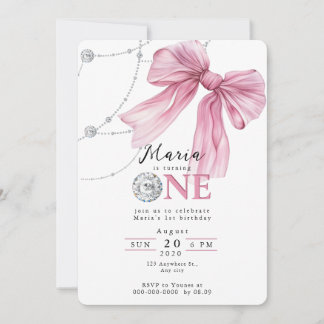 Sparkle Pink Coquette Bow 1st Kaart