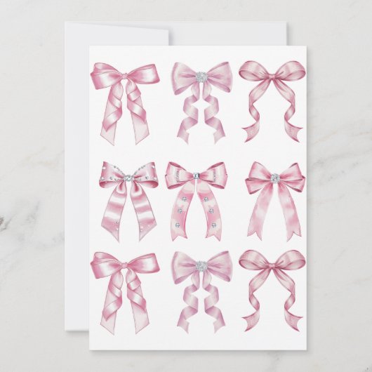 Sparkle Pink Coquette Bow 1st Kaart (Achterkant)