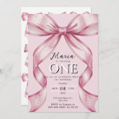 Sparkle Pink Coquette Bow 1st Kaart (Voorkant / Achterkant)