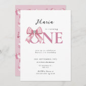 Sparkle Pink Coquette Bow 1st Kaart (Voorkant / Achterkant)