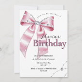 Sparkle Pink Coquette Bow 1st Kaart (Voorkant)