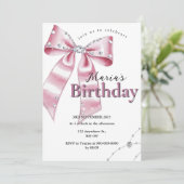 Sparkle Pink Coquette Bow 1st Kaart (Staand voorkant)