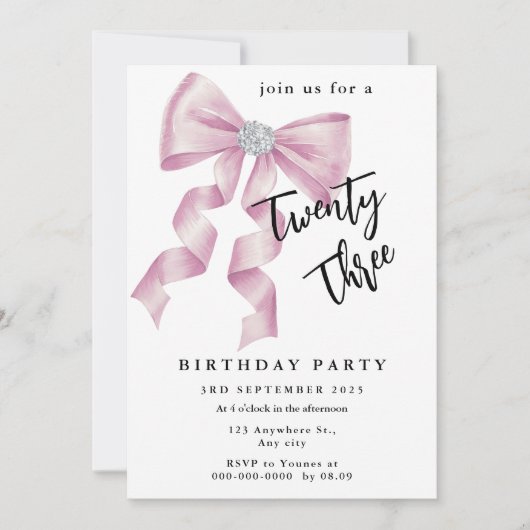 Sparkle Pink Coquette Bow 1st Kaart (Voorkant)