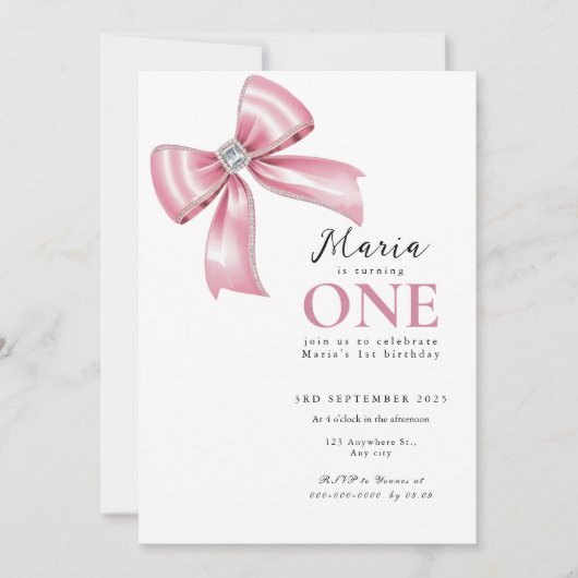 Sparkle Pink Coquette Bow 1st Kaart (Voorkant)