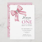 Sparkle Pink Coquette Bow 1st Kaart (Voorkant / Achterkant)
