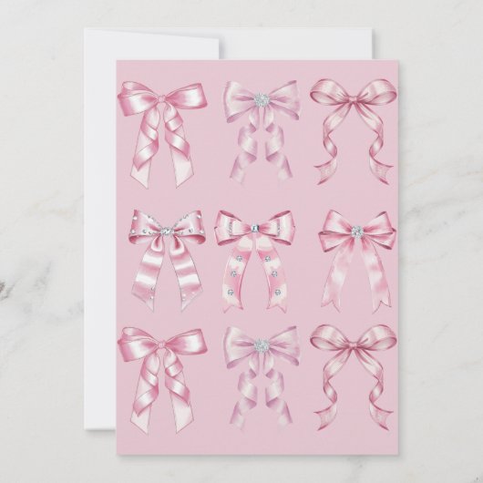 Sparkle Pink Coquette Bow 1st Kaart (Achterkant)