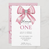 Sparkle Pink Coquette Bow 1st Kaart (Voorkant / Achterkant)