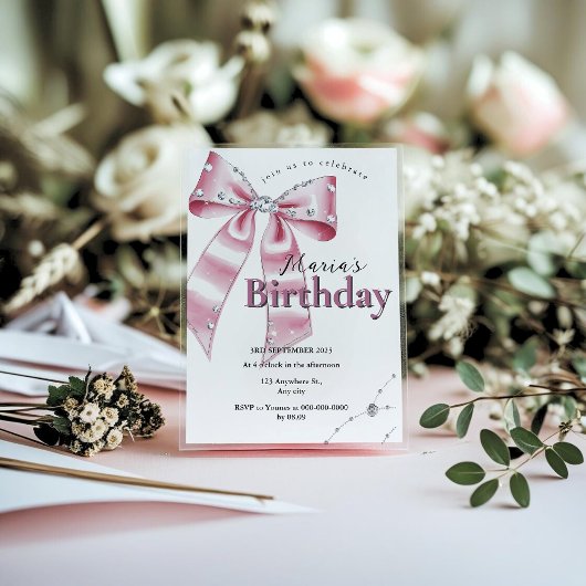 Sparkle Pink Coquette Bow 1st Kaart