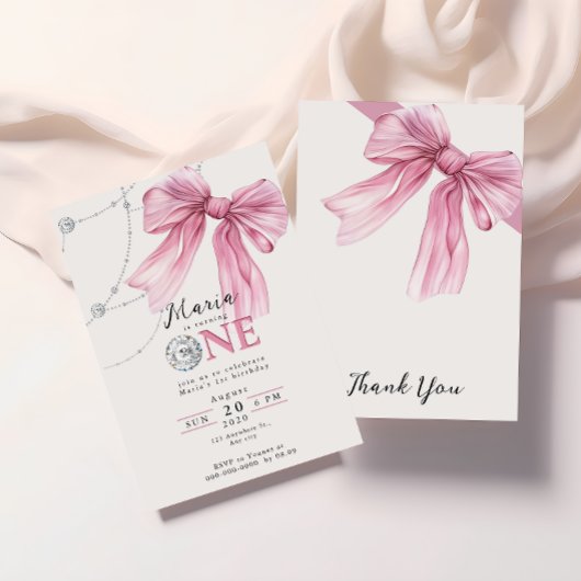 Sparkle Pink Coquette Bow 1st Kaart