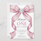 Sparkle Pink Coquette Bow 1st Kaart (Voorkant)