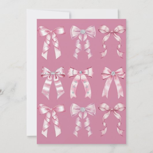 Sparkle Pink Coquette Bow 1st Kaart (Achterkant)