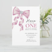 Sparkle Pink Coquette Bow 1st Kaart (Staand voorkant)