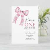 Sparkle Pink Coquette Bow 1st Kaart (Staand voorkant)