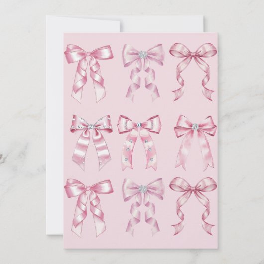 Sparkle Pink Coquette Bow 1st Kaart (Achterkant)