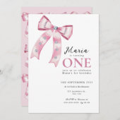 Sparkle Pink Coquette Bow 1st Kaart (Voorkant / Achterkant)