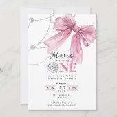 Sparkle Pink Coquette Bow 1st Kaart (Voorkant)