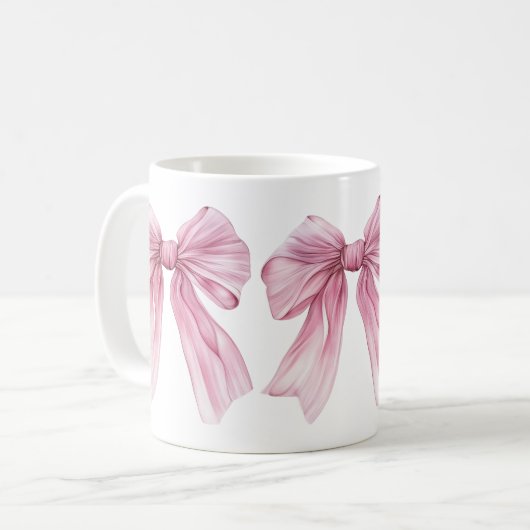 Sparkle Pink Coquette Bow 1st Koffiemok (Voorkant links)