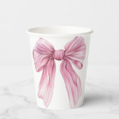 Sparkle Pink Coquette Bow 1st Papieren Bekers (Achterkant)