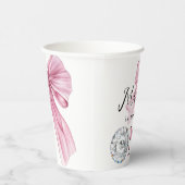 Sparkle Pink Coquette Bow 1st Papieren Bekers (Rechts)