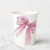 Sparkle Pink Coquette Bow 1st Papieren Bekers (Achterkant)