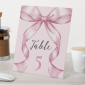 Sparkle Pink Coquette Bow 1st Reclamebord Met Voetstuk (Insitu)