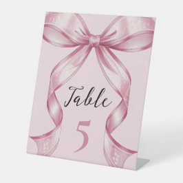 Sparkle Pink Coquette Bow 1st Reclamebord Met Voetstuk