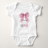 Sparkle Pink Coquette Bow 1st Romper (Voorkant)